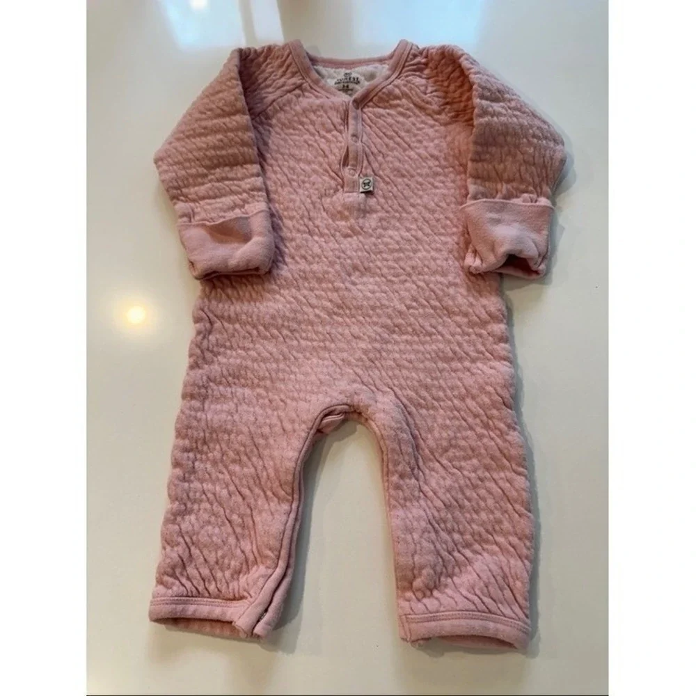 Honest Baby Organic Cotton Quilted Sleeper Pink‎ 3-6 Months Romper One Piece
